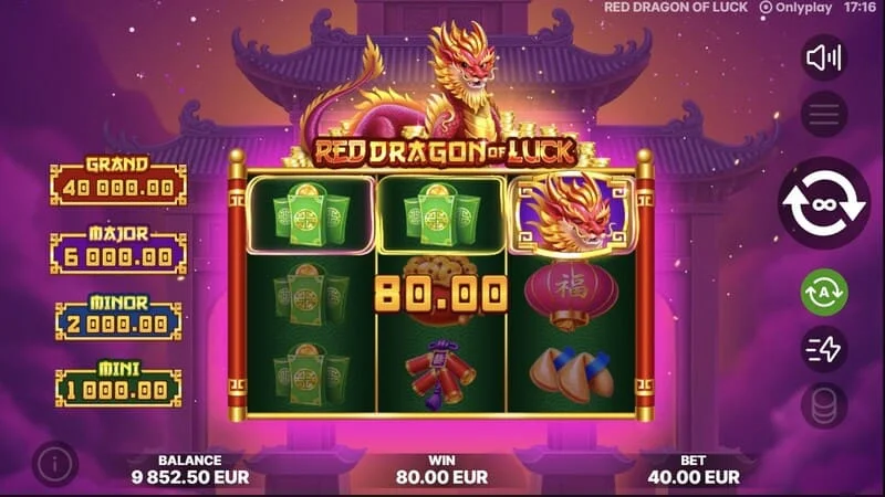 Red Dragon of Luck - rënia e simboleve me vlera në lojën bazë